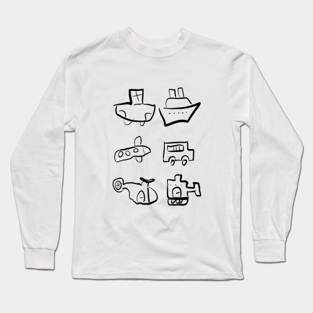 transportation kids drawing Long Sleeve T-Shirt by TheWarehouse